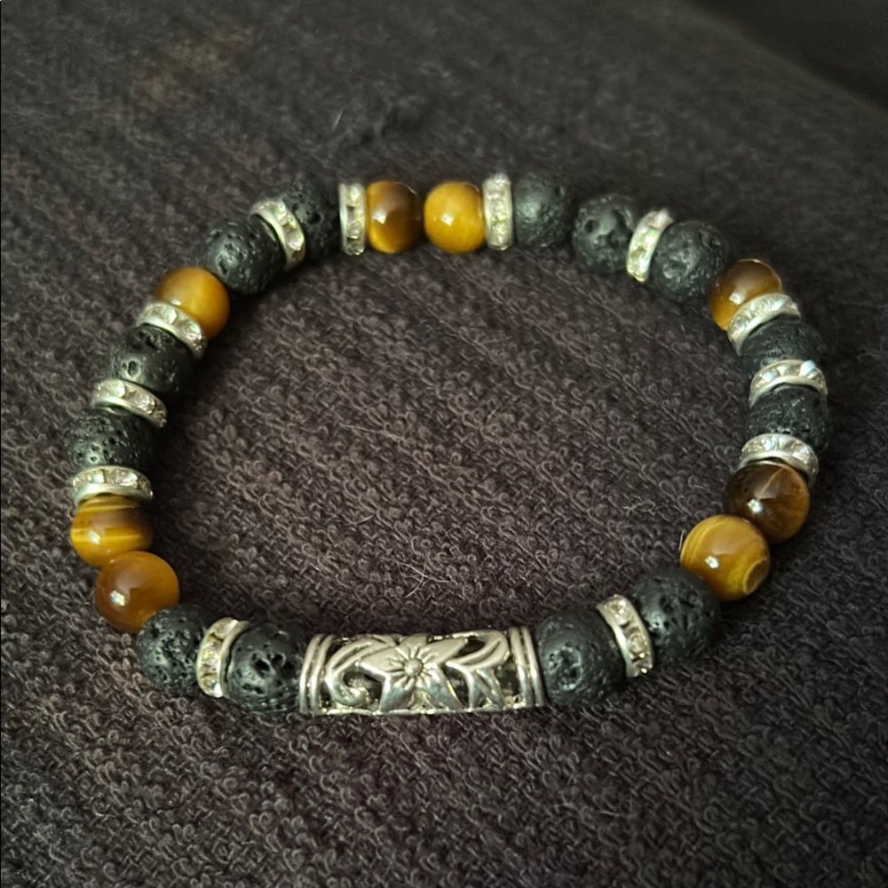 3/$15 Bling Beaded Volcanic and Tigers Eye Stone Bracelet